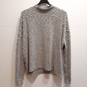 Divided H&M mock neck pullover sweater beads grey